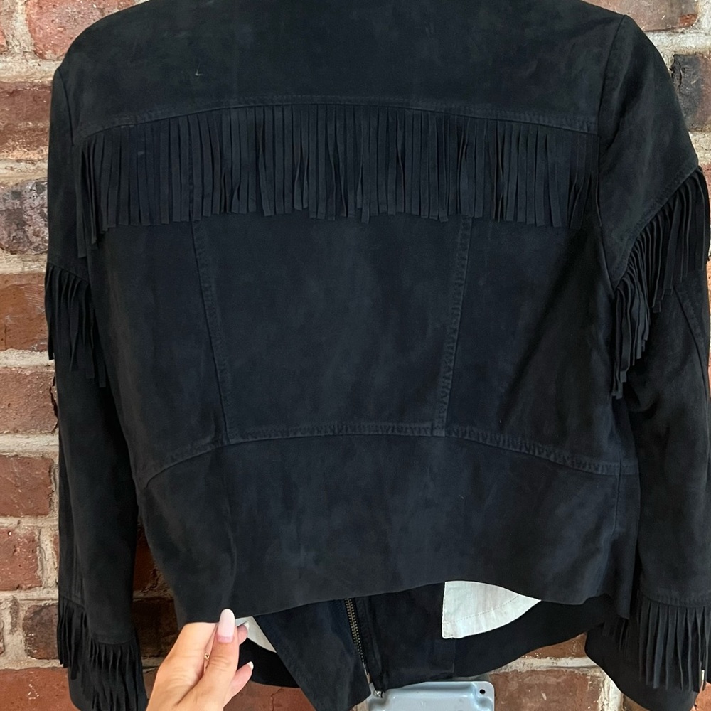 Anthropologie Elevenses Fringe Suede Jacket - Picture 6 of 9